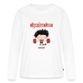 Unbeschwerter Workout-Charme - Frauen Premium Bio Langarmshirt - Weiß - Vorne - Julia (174cm)