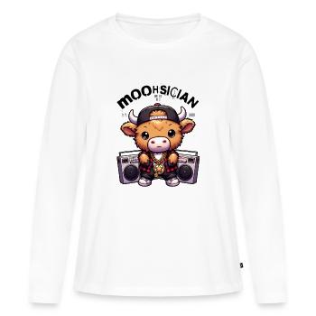 Moohsician - Musician | Highland calves - Women's Premium Organic Long Sleeve Shirt - white - Front - Julia (174cm)