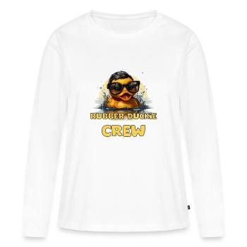 Lustige Gummi Ente Mit Spruch - Frauen Premium Bio Langarmshirt - Weiß - Vorne - Julia (174cm)