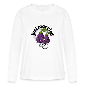 Hochzeitsauberginen - Frauen Premium Bio Langarmshirt - Weiß - Vorne - Julia (174cm)