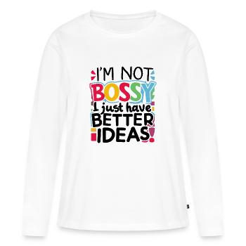 DE MEILLEURES IDÉES - T-shirt manches longues Premium bio Femme - blanc - Devant - Julia (174cm)