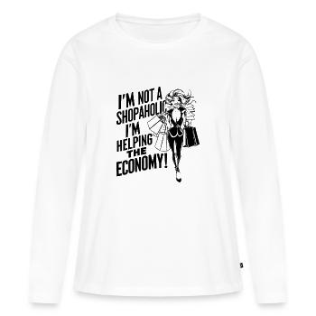 J’AIDE L’ÉCONOMIE - T-shirt manches longues Premium bio Femme - blanc - Devant - Julia (174cm)