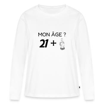 mon âge 22 - T-shirt manches longues Premium bio Femme - blanc - Devant - Julia (174cm)