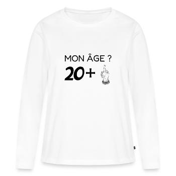 mon âge 21 - T-shirt manches longues Premium bio Femme - blanc - Devant - Julia (174cm)