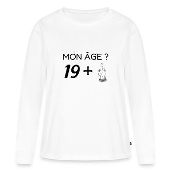 mon âge 20 - T-shirt manches longues Premium bio Femme - blanc - Devant - Julia (174cm)