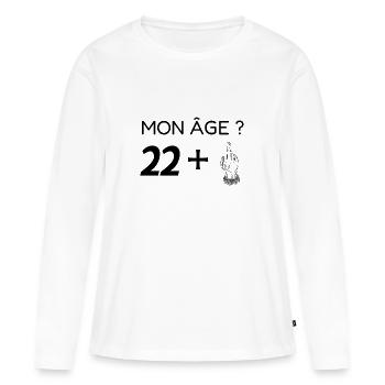 mon âge 23 - T-shirt manches longues Premium bio Femme - blanc - Devant - Julia (174cm)
