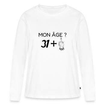 mon âge 32 - T-shirt manches longues Premium bio Femme - blanc - Devant - Julia (174cm)