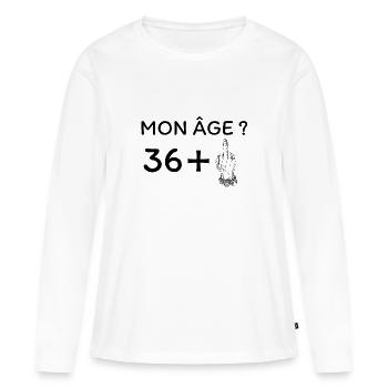 mon âge 37 - T-shirt manches longues Premium bio Femme - blanc - Devant - Julia (174cm)