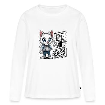 ICH BIN GANZ OHR - Frauen Premium Bio Langarmshirt - Weiß - Vorne - Julia (174cm)