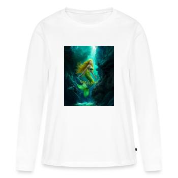 sirene addict à la plongée - pour plongeur - T-shirt manches longues Premium bio Femme - blanc - Devant - Julia (174cm)