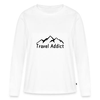 Accro au voyage - T-shirt manches longues Premium bio Femme - blanc - Devant - Julia (174cm)