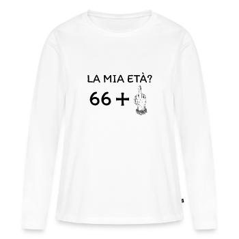 Mon âge 67 ans - T-shirt manches longues Premium bio Femme - blanc - Devant - Julia (174cm)