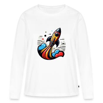 FUSÉE - T-shirt manches longues Premium bio Femme - blanc - Devant - Julia (174cm)