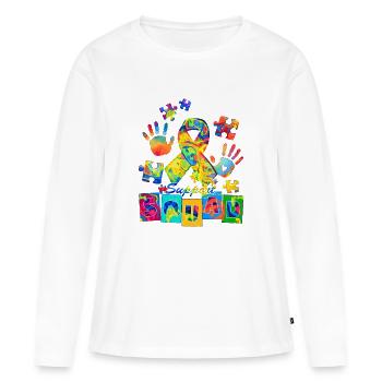Autisme Super-héros Soignant Puzzle Enfants Anormaux - T-shirt manches longues Premium bio Femme - blanc - Devant - Julia (174cm)