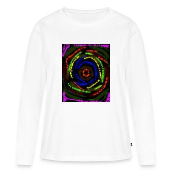 Konzentrische farbige Linien, abstrakte Zeichnung - Frauen Premium Bio Langarmshirt - Weiß - Vorne - Julia (174cm)