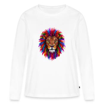 Lion psychédélique - T-shirt manches longues Premium bio Femme - blanc - Devant - Julia (174cm)
