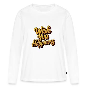 WISH YOU HAPPINESS - Women's Premium Organic Long Sleeve Shirt - white - Front - Julia (174cm)
