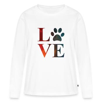 Liebespfote Bunt Lustig Hund Pfotenabdruck Tierliebhaber - Frauen Premium Bio Langarmshirt - Weiß - Vorne - Julia (174cm)