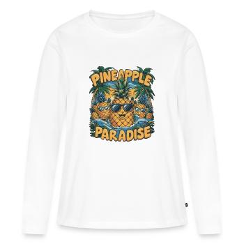 PINEAPPLE PARADISE - Women's Premium Organic Long Sleeve Shirt - white - Front - Julia (174cm)