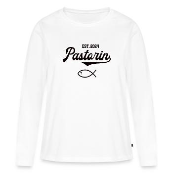 Pastorin est 2024 Fisch Symbol Christen Kirche - Frauen Premium Bio Langarmshirt - Weiß - Vorne - Julia (174cm)
