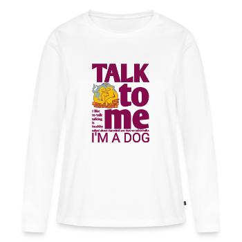 Haut-parleur pour chien - T-shirt manches longues Premium bio Femme - blanc - Devant - Julia (174cm)