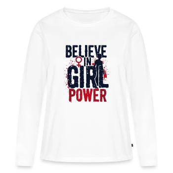 GLAUBE AN FRAUENPOWER - Frauen Premium Bio Langarmshirt - Weiß - Vorne - Julia (174cm)