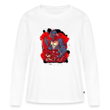 Créature d’horreur fantastique - Lagon de la mort - T-shirt manches longues Premium bio Femme - blanc - Devant - Julia (174cm)