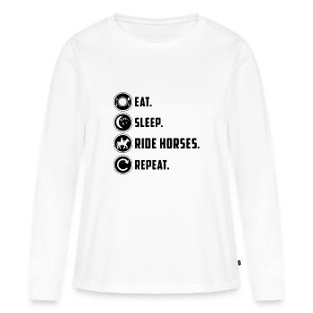 Lustiger Pferdespruch - Frauen Premium Bio Langarmshirt - Weiß - Vorne - Julia (174cm)