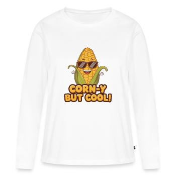 DU MAÏS MAIS FRAIS - T-shirt manches longues Premium bio Femme - blanc - Devant - Julia (174cm)