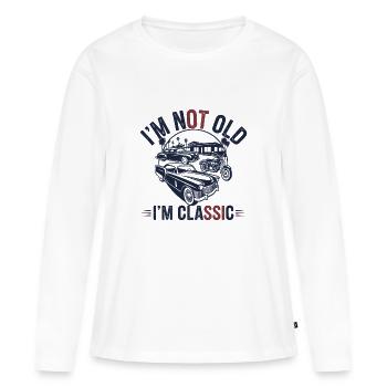 ICH BIN NICHT ALT, ICH BIN KLASSISCH - Frauen Premium Bio Langarmshirt - Weiß - Vorne - Julia (174cm)