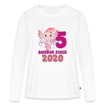 Cinquième anniversaire des axolotls - T-shirt manches longues Premium bio Femme - blanc - Devant - Julia (174cm)