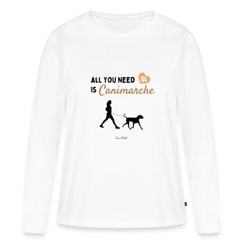 Alles, was Sie brauchen, ist ein Canimarche-Spaziergang mit Hund - Frauen Premium Bio Langarmshirt - Weiß - Vorne - Julia (174cm)