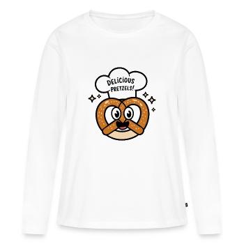 DELICIOUS PRETZELS - Women's Premium Organic Long Sleeve Shirt - white - Front - Julia (174cm)
