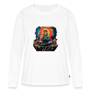 PAIX NATURELLE DE L’ÂME - T-shirt manches longues Premium bio Femme - blanc - Devant - Julia (174cm)