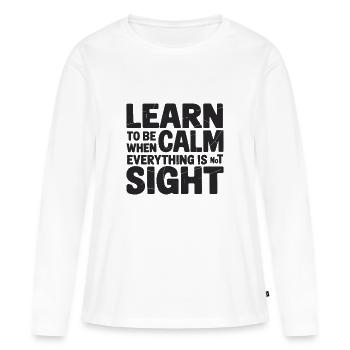 TSHIRT COOL, APPRENDRE LE CALME - T-shirt manches longues Premium bio Femme - blanc - Devant - Julia (174cm)
