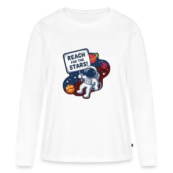 GREIFEN SIE NACH DEN STERNEN - Frauen Premium Bio Langarmshirt - Weiß - Vorne - Julia (174cm)