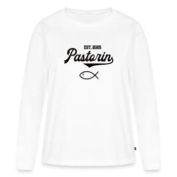 Pastorin est 2025 Fisch Symbol Christentum Kirche - Frauen Premium Bio Langarmshirt - Weiß - Vorne - Julia (174cm)