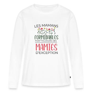 cadeau mamie - Formidables Mamies - T-shirt manches longues Premium bio Femme - blanc - Devant - Julia (174cm)