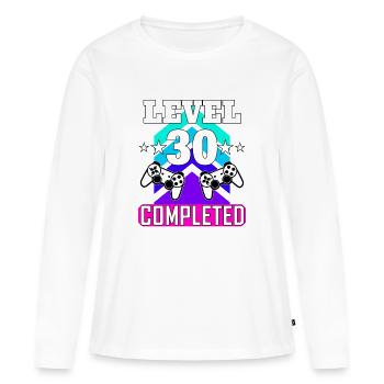 anniversaire de jeu haha comme c’est drôle - T-shirt manches longues Premium bio Femme - blanc - Devant - Julia (174cm)