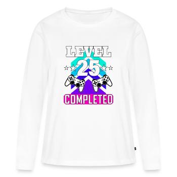 anniversaire de jeu haha comme c’est drôle - T-shirt manches longues Premium bio Femme - blanc - Devant - Julia (174cm)