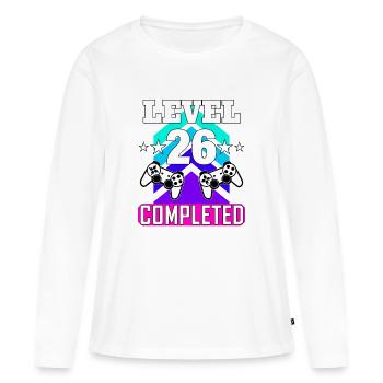 anniversaire de jeu haha comme - T-shirt manches longues Premium bio Femme - blanc - Devant - Julia (174cm)
