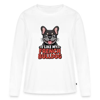 I like my French Bulldog Hundeliebe - Frauen Premium Bio Langarmshirt - Weiß - Vorne - Julia (174cm)