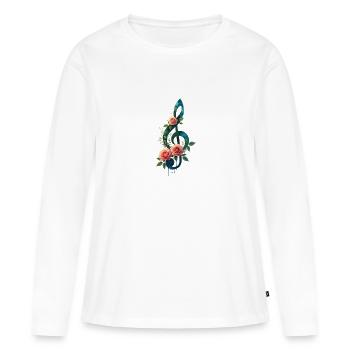 Harmonie florale de la clé de sol - T-shirt manches longues Premium bio Femme - blanc - Devant - Julia (174cm)
