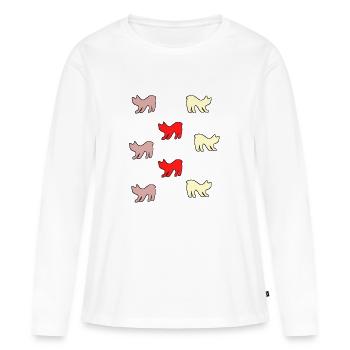 Chats sans queue - T-shirt manches longues Premium bio Femme - blanc - Devant - Julia (174cm)