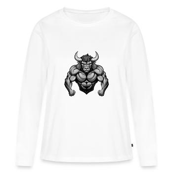 Muscles du Taureau Taureau - T-shirt manches longues Premium bio Femme - blanc - Devant - Julia (174cm)