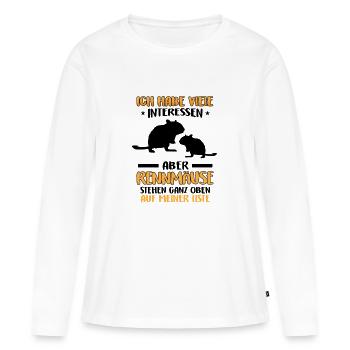 Rennmaus interessant Nagetier Gerbil - Frauen Premium Bio Langarmshirt - Weiß - Vorne - Julia (174cm)