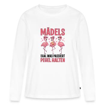 Les filles, peu importe ce qui se passe, Level Hold Flamingo - T-shirt manches longues Premium bio Femme - blanc - Devant - Julia (174cm)