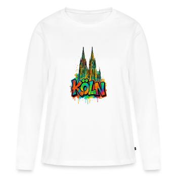 Dom Graffiti Style - T-shirt manches longues Premium bio Femme - blanc - Devant - Julia (174cm)