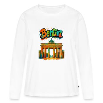 Berlin - Frauen Premium Bio Langarmshirt - Weiß - Vorne - Julia (174cm)
