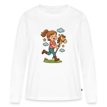 Hobby Horsing - T-shirt manches longues Premium bio Femme - blanc - Devant - Julia (174cm)